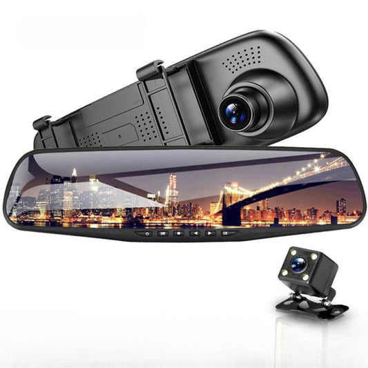 Caméra de voiture double objectif avec écran miroir 4,3